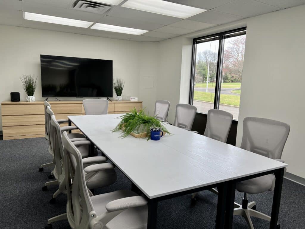 Mercer Bucks technology offices with conference room table for the Trevose PA office.