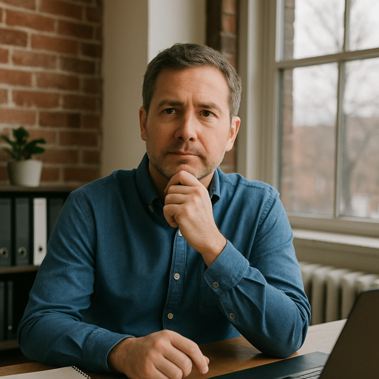 business owner thinking about Microsoft business premium licensing