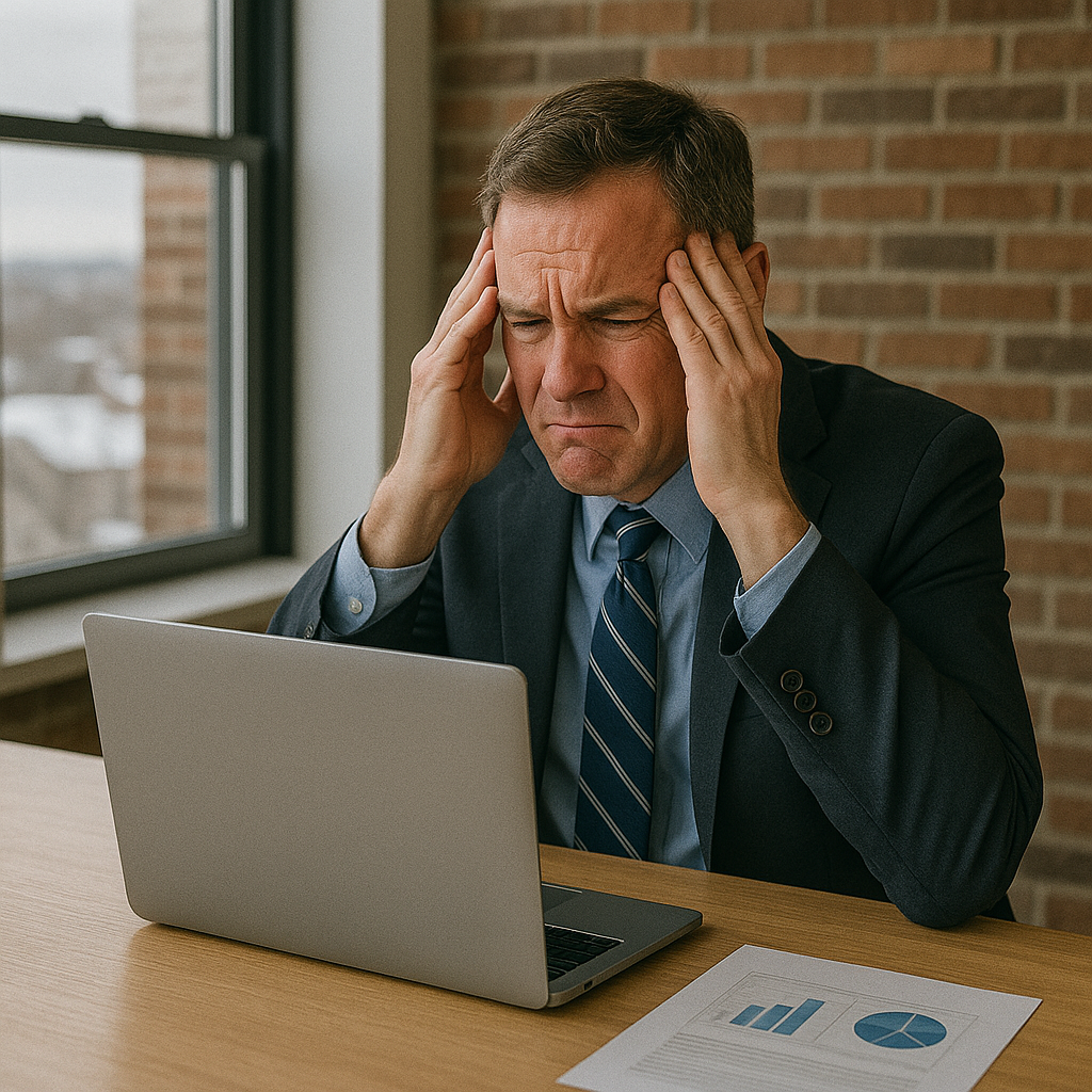businessperson frustrated by it downtime