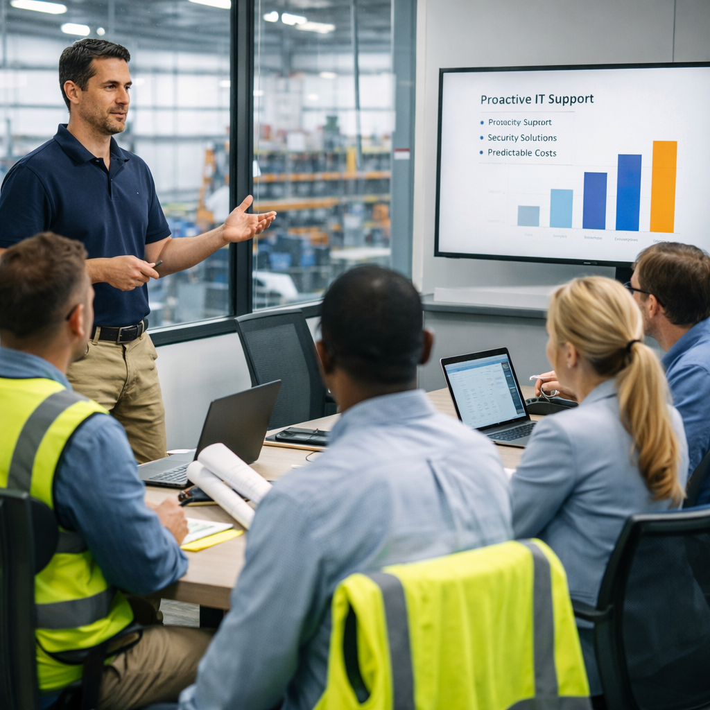 delivering a presentation on computer support