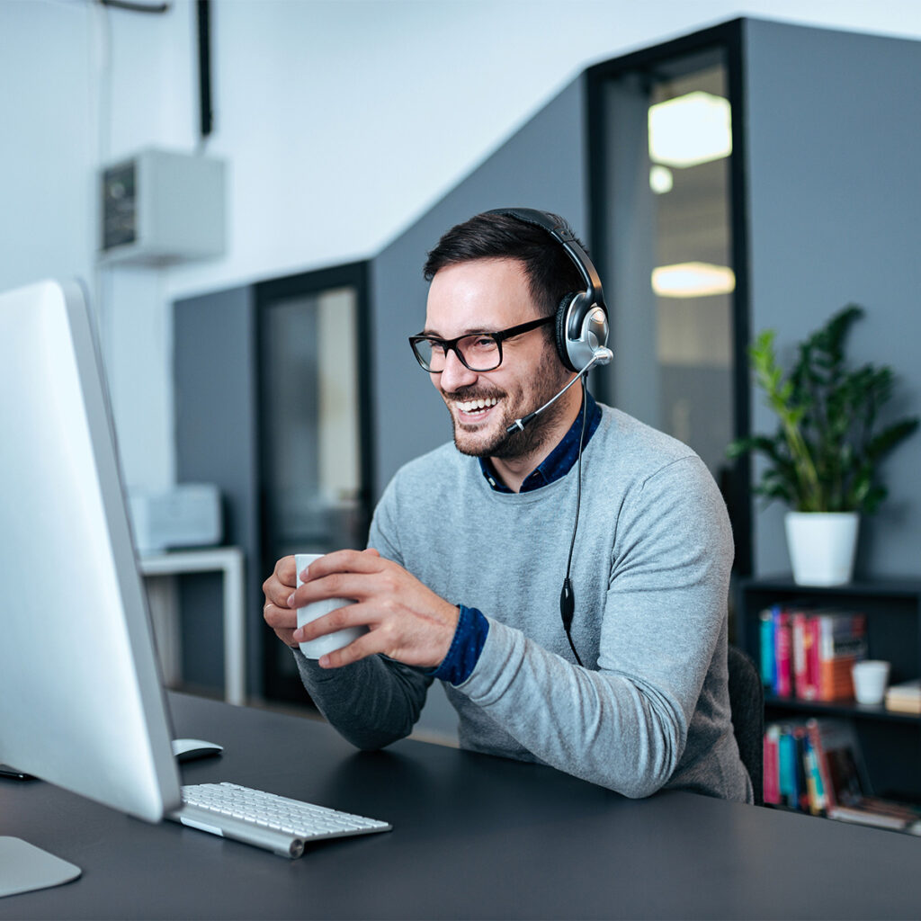 help desk employee fielding a server support call